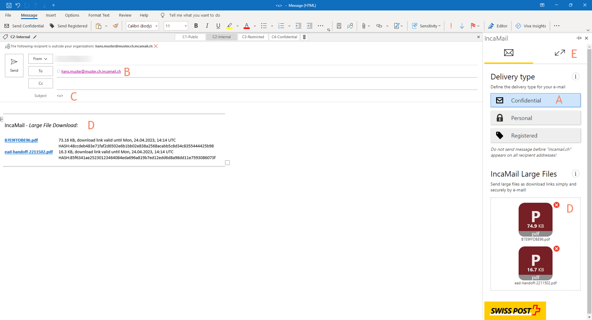Using the IncaMail HTML add-in