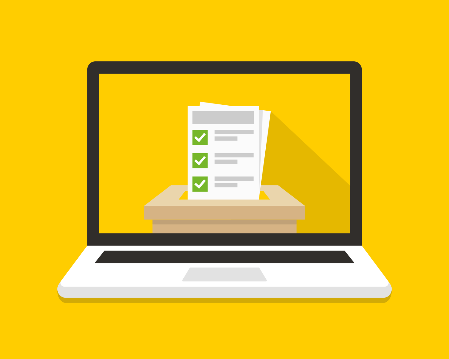 A ballot box on a laptop screen