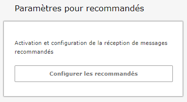 Capture d'écran de la configuration du recommandés